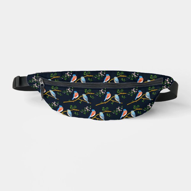 Bluebirds Dark Blue Fanny Pack (Front)