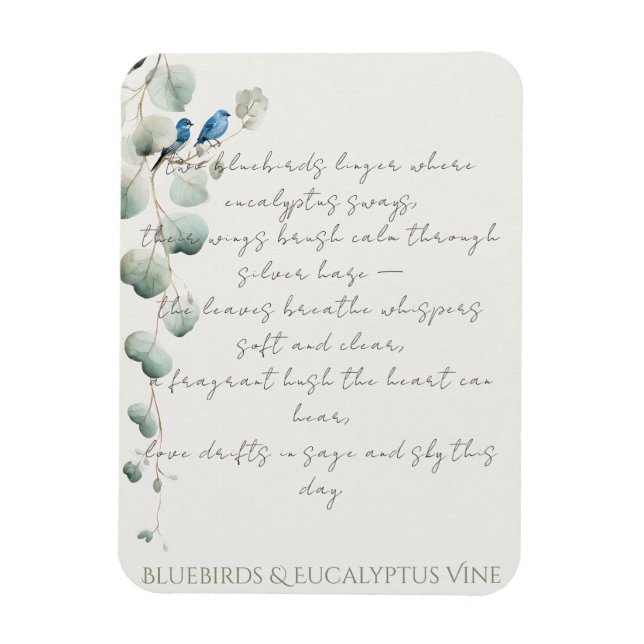 Bluebirds & Eucalyptus Vine Magnet (Vertical)