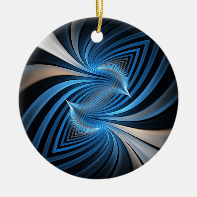 Bluebirds Fractal Ceramic Tree Decoration (Front)