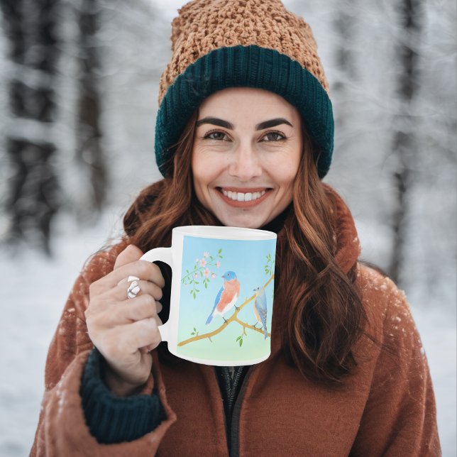 Bluebirds Frosted Glass Coffee Mug (Creator Uploaded)