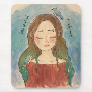 Bluebirds Girl Don't Fly Away Mouse Mat