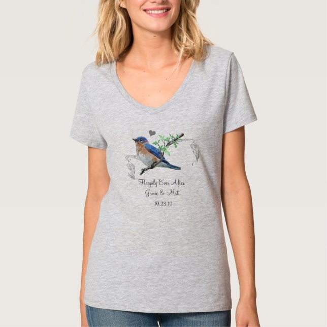 Bluebirds Happily Ever After  Single Bird Tee (Front)