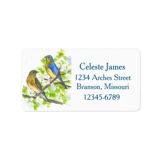 Bluebirds Hawthorn Tree Custom Return Address  Label (Front)