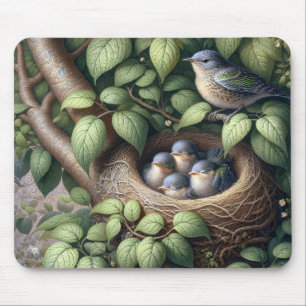 Bluebirds In Nest Mouse Mat