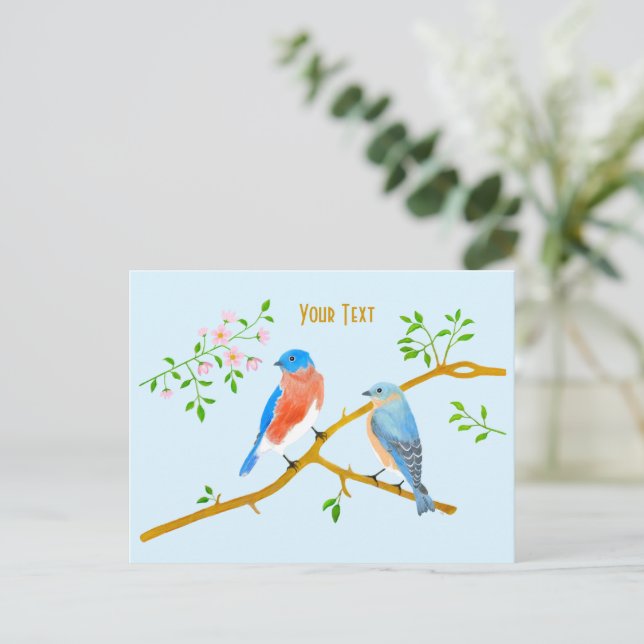 Bluebirds Light Blue Postcard (Standing Front)