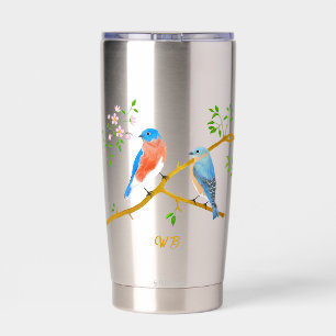 Bluebirds Monogrammed Stainless Steel Insulated Tumbler