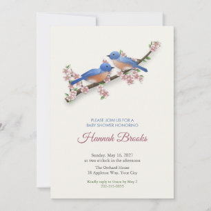 Bluebirds on Apple Blossom Baby Shower Invite