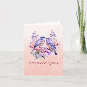 Bluebirds On Flowers Peach Note Card