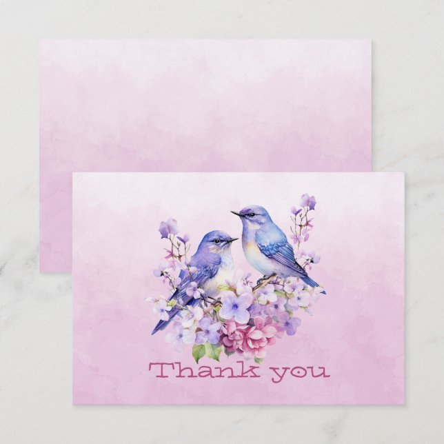 Bluebirds On Flowers Pink (Front/Back)