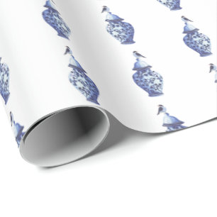 Bluebirds on Ginger Jars Wrapping Paper