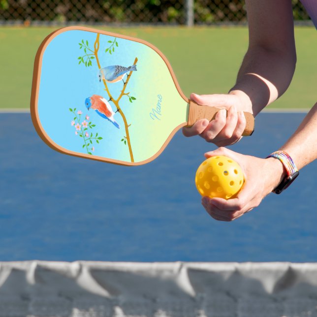 Bluebirds Pale Blue & Green Pickleball Paddle (Insitu)