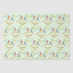 Bluebirds Pale Green Tissue Paper
