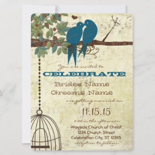 Bluebirds Sitting In a Tree Wedding Invite