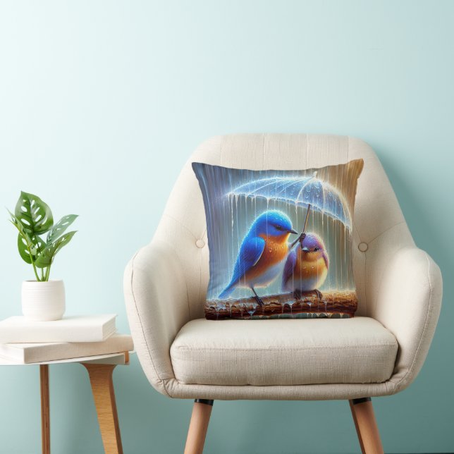 Bluebirds Under An Umbrella Cushion (Chair)