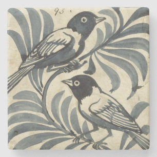 Bluebirds (w/c on paper) stone coaster