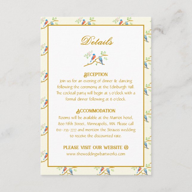 Bluebirds Wedding Enclosure Card (Front)