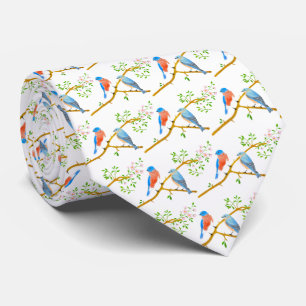 Bluebirds White Neck Tie