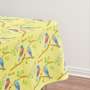 Bluebirds Yellow Tablecloth
