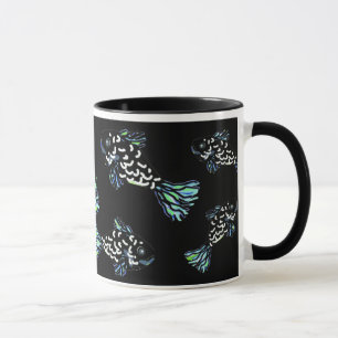 BlueBlackGreen Fish Mug by Susan Waterfield
