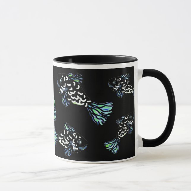 BlueBlackGreen Fish Mug by Susan Waterfield (Right)