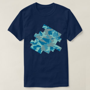 BlueBlast Camo Pattern Digital Sketch T-Shirt