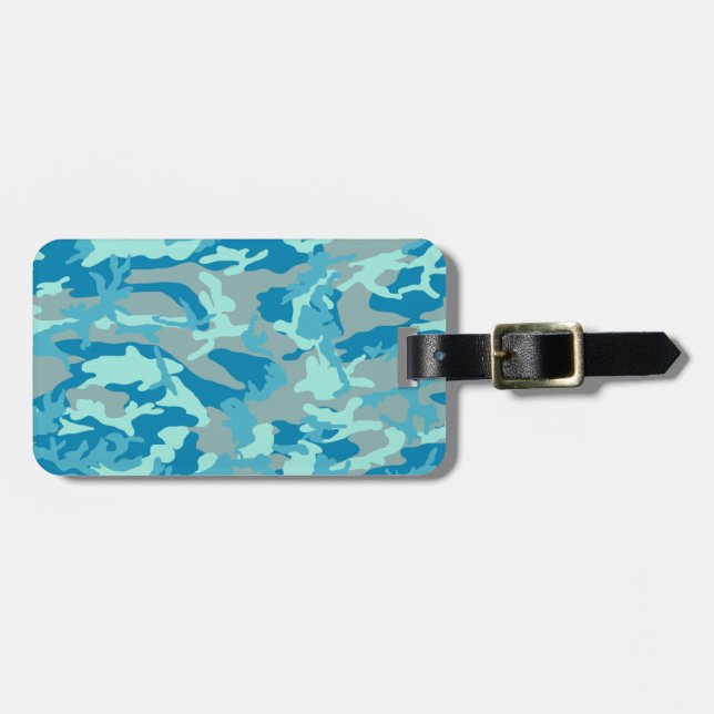 BlueBlast Camo Pattern Luggage Tag (Front Horizontal)