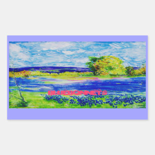 bluebonnet art rectangular sticker