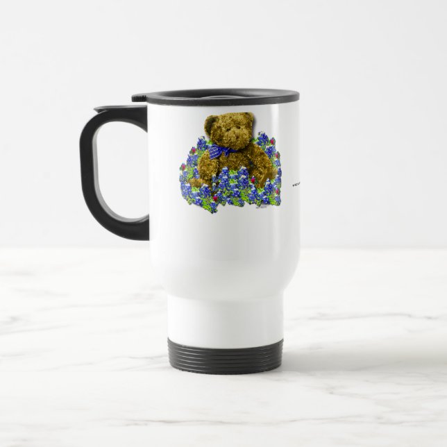 Bluebonnet Bear Travel Mug (Left)