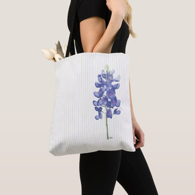 Bluebonnet, Blue, Purple, Wild Flower Tote Bag (Close Up)