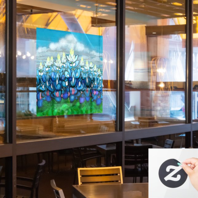 Bluebonnet Country Scene Window Cling (Restaurant Window)