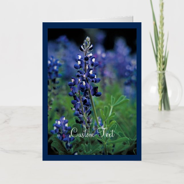 Bluebonnet Field Blue Flower Texas state Foil Greeting Card (Front)