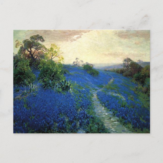 Bluebonnet Field, Julian Onderdonk painting Postcard (Front)