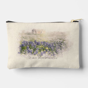 Bluebonnet Field Sketched Watercolor Accessory Pouch