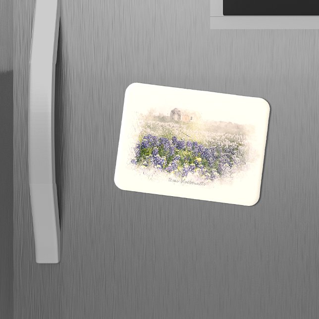 Bluebonnet Field Sketched Watercolor Magnet (Creator Uploaded)