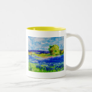 bluebonnet fields forever Two-Tone coffee mug