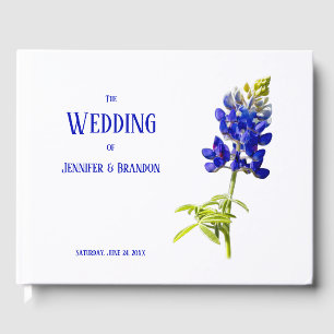 Bluebonnet Floral on White, Wedding Guest Book