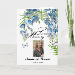 Bluebonnet Flowers and butterflies Funeral Program Programme