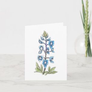 Bluebonnet in Line and Wash 3 of 4 Blank Note Card