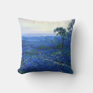Bluebonnet Landscape with Cacti Cushion