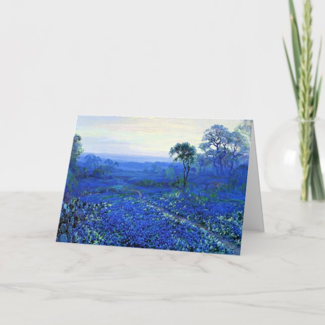 Bluebonnet Landscape with Cacti & Mountain Laurel Card (Front)