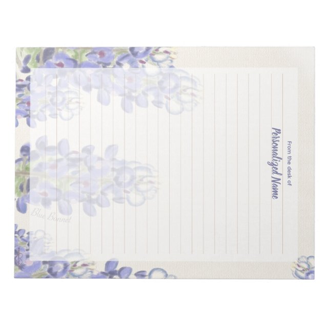 Bluebonnet Muted Lined  Notepad (Front)