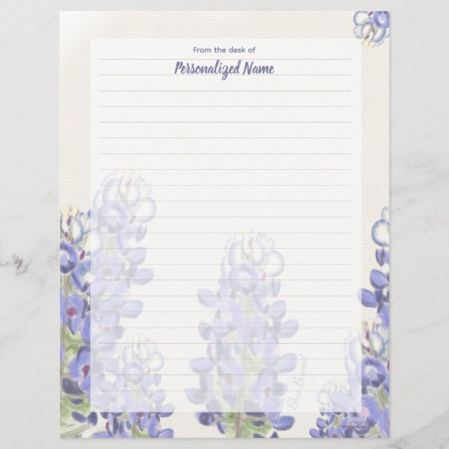Bluebonnet Muted Lined Paper Sheet (Front)