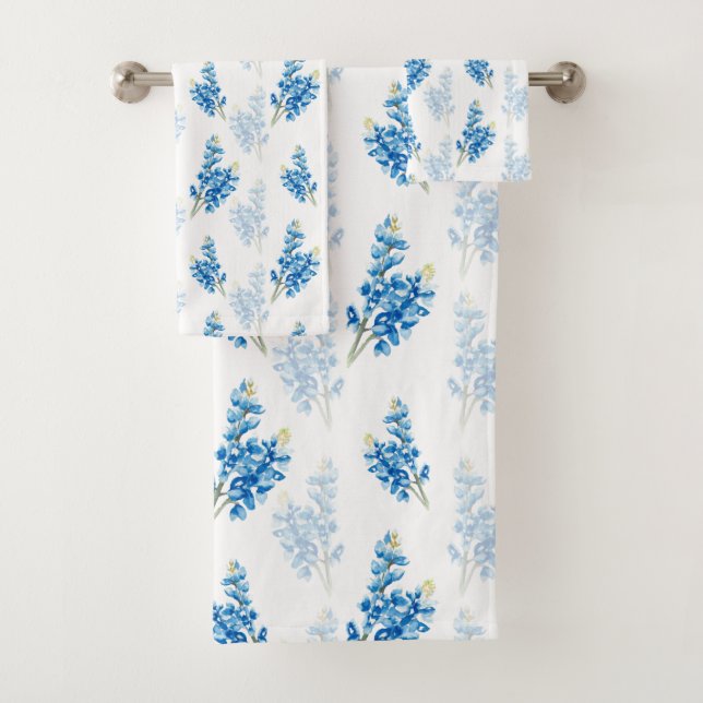 Bluebonnet Pattern Bath Towel Set (Insitu)