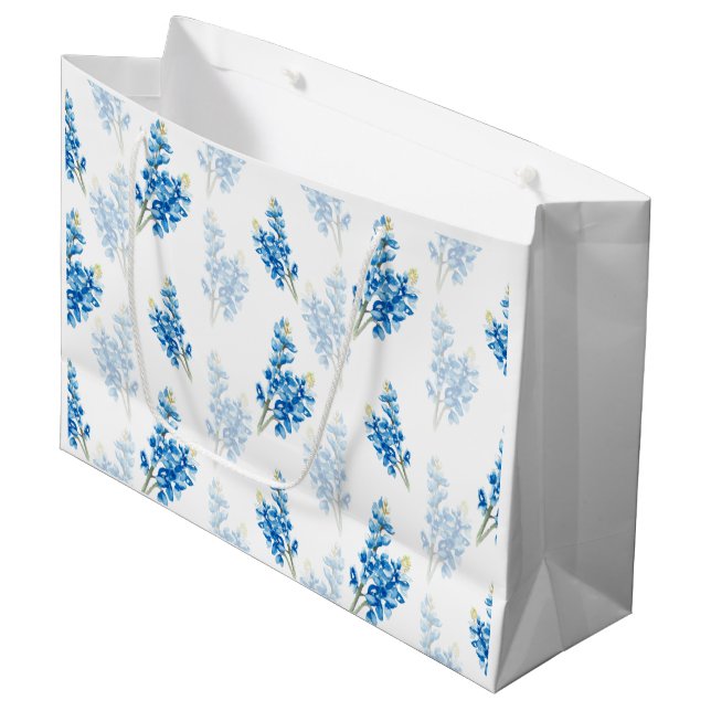 Bluebonnet Pattern Large Gift Bag (Front Angled)