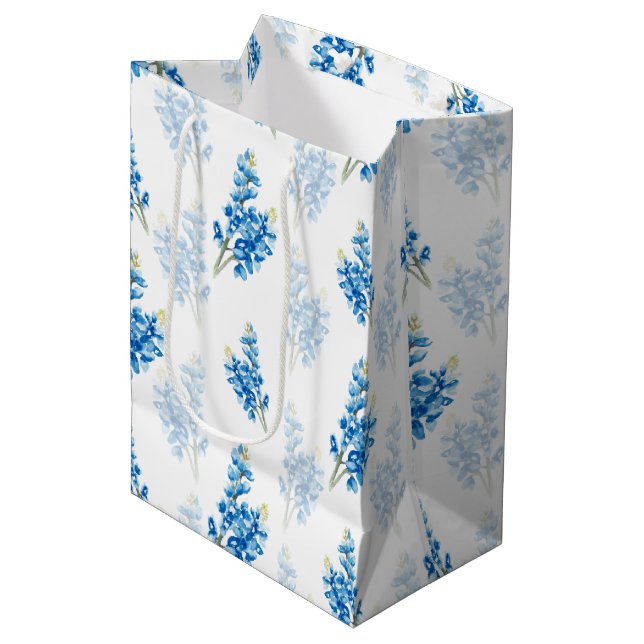 Bluebonnet Pattern Large Gift Bag (Front Angled)