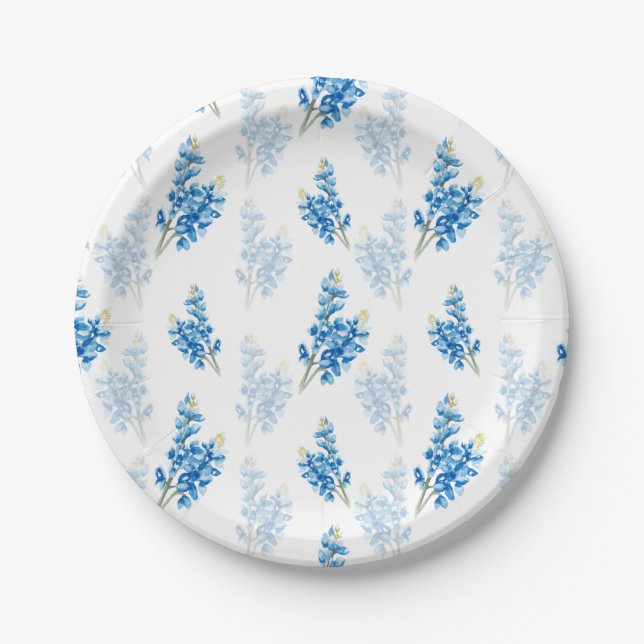 Bluebonnet Pattern Paper Plate (Front)