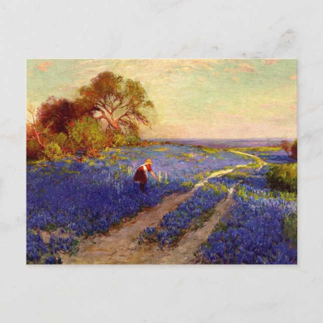 Bluebonnet Scene with Girl Postcard (Front)