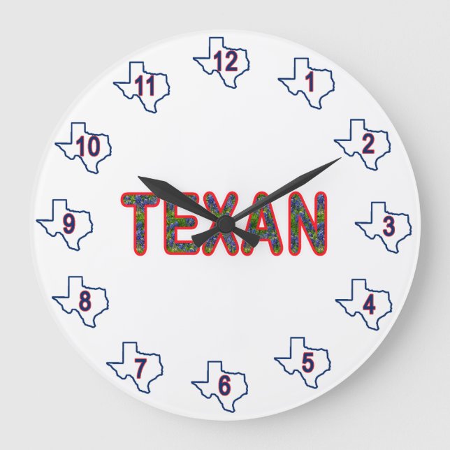 Bluebonnet Texan Large Clock (Front)