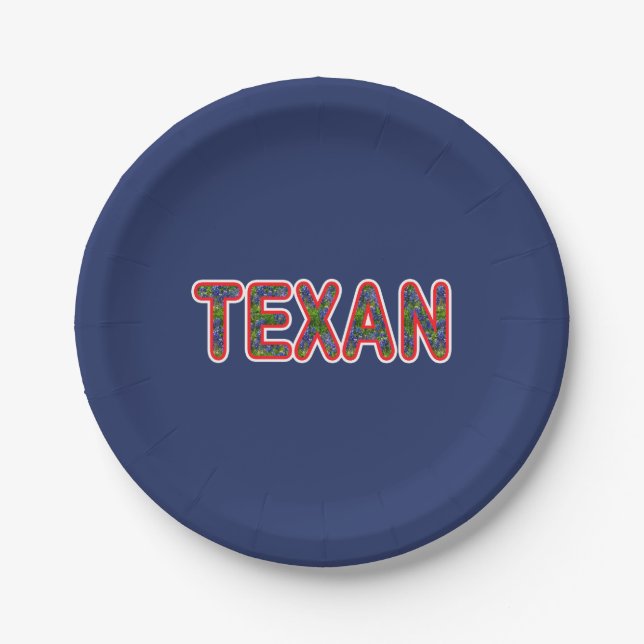 Bluebonnet Texan Paper Plate (Front)