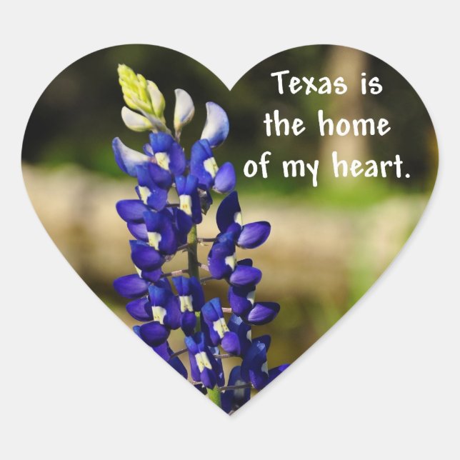 Bluebonnet "Texas is the Home of My Heart" Sticker (Front)